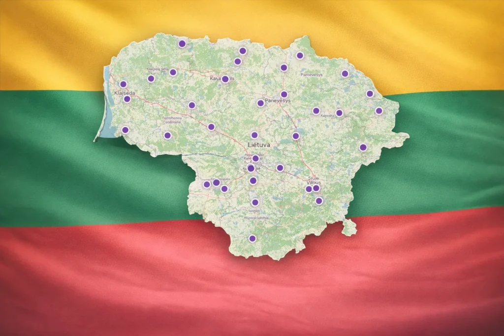 Interaktyvus 2026 m. Kovo 11-osios renginių žemėlapis