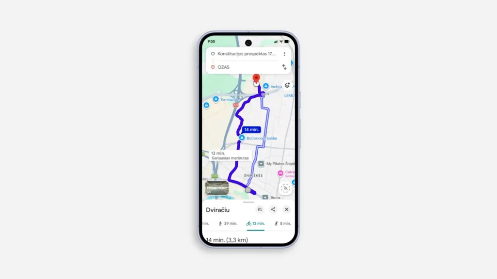 2026 m. „Google Maps“ naujovės dviratininkams Lietuvoje