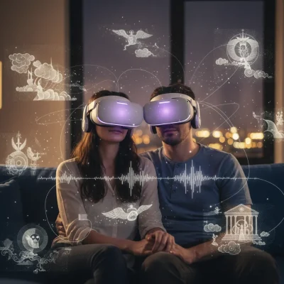 Pora žiūri virtualios realybės filmą